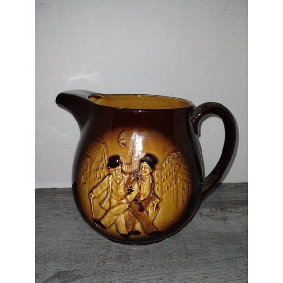 Moriyama Vintage Hand Painted Hobos on the Town 7" Jug Pitcher Made in Japan - Picture 1 of 8